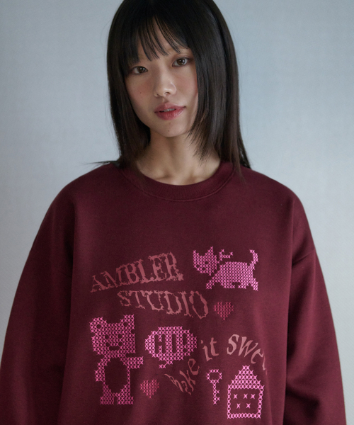 ambler(エムブラー)の「キー刺繍スウェットシャツ AMM1321 (バーガンディ)(スウェット・レディース・その他・S/M)」の2枚目の写真