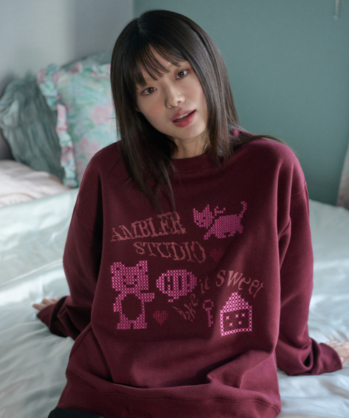 ambler(エムブラー)の「キー刺繍スウェットシャツ AMM1321 (バーガンディ)(スウェット・レディース・その他・S/M)」の3枚目の写真
