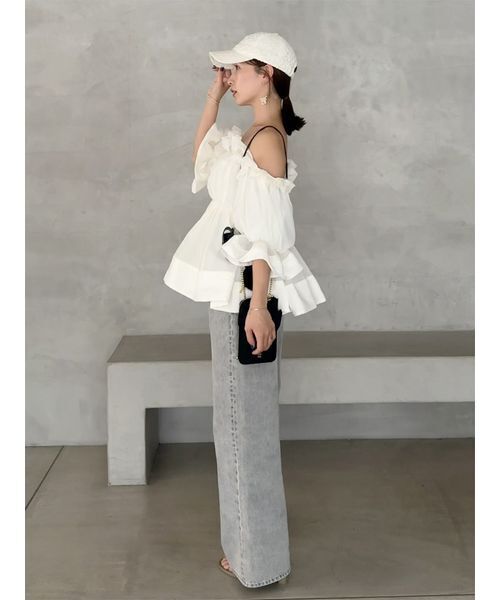 SNIDEL（スナイデル）の「ボリュームギャザーフリルチュニック（その他トップス・レディース・ホワイト/ブラック/オレンジ/ドット・F）」の17枚目の写真