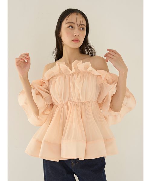 SNIDEL（スナイデル）の「ボリュームギャザーフリルチュニック（その他トップス・レディース・ホワイト/ブラック/オレンジ/ドット・F）」の20枚目の写真