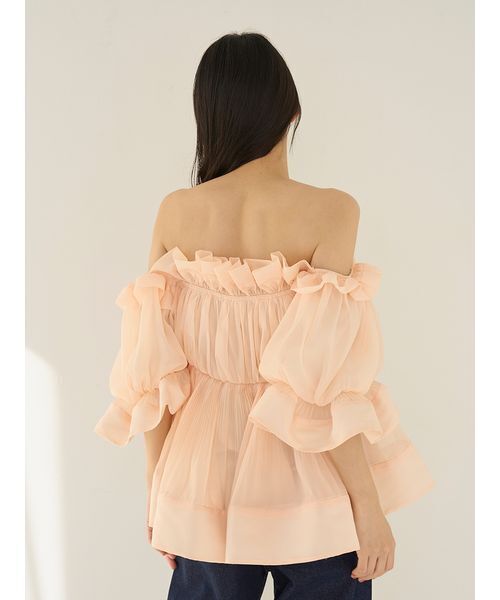 SNIDEL（スナイデル）の「ボリュームギャザーフリルチュニック（その他トップス・レディース・ホワイト/ブラック/オレンジ/ドット・F）」の21枚目の写真