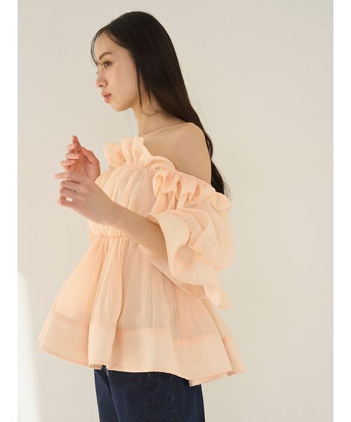 SNIDEL（スナイデル）の「ボリュームギャザーフリルチュニック（その他トップス・レディース・ホワイト/ブラック/オレンジ/ドット・F）」の22枚目の写真