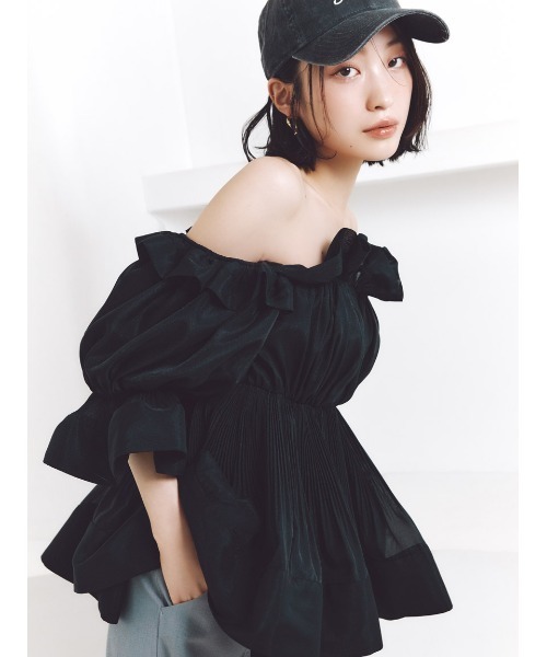 SNIDEL（スナイデル）の「ボリュームギャザーフリルチュニック（その他トップス・レディース・ホワイト/ブラック/オレンジ/ドット・F）」の8枚目の写真