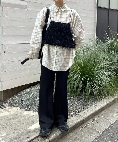 FRIPIER（フリピエ）の「《FRIPIER》サテンジャージーフレアパンツ（その他パンツ・レディース・ブラウン/ブラック・FREE）」の4枚目の写真