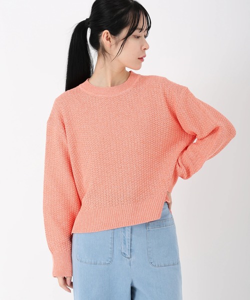 STRAWBERRY-FIELDS（ストロベリーフィールズ）の「コットンライクポリー_柄編ニット（ニット/セーター・レディース・オフホワイト/オレンジ/ライトグリーン・2）」の3枚目の写真