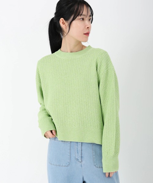 STRAWBERRY-FIELDS（ストロベリーフィールズ）の「コットンライクポリー_柄編ニット（ニット/セーター・レディース・オフホワイト/オレンジ/ライトグリーン・2）」の2枚目の写真