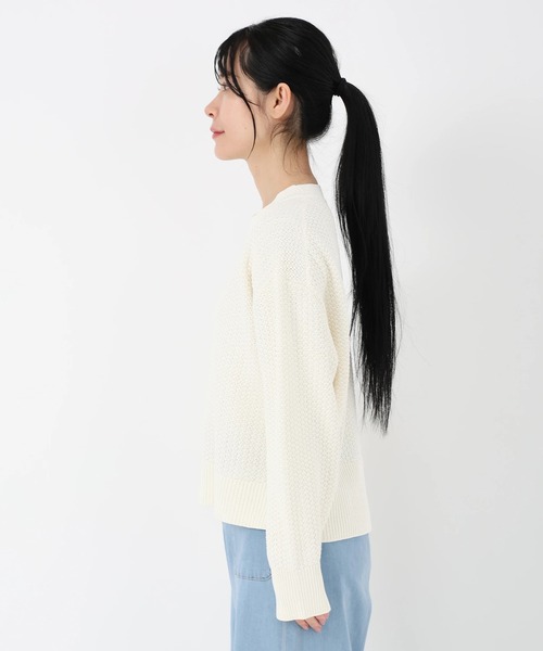 STRAWBERRY-FIELDS（ストロベリーフィールズ）の「コットンライクポリー_柄編ニット（ニット/セーター・レディース・オフホワイト/オレンジ/ライトグリーン・2）」の4枚目の写真