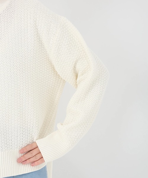STRAWBERRY-FIELDS（ストロベリーフィールズ）の「コットンライクポリー_柄編ニット（ニット/セーター・レディース・オフホワイト/オレンジ/ライトグリーン・2）」の8枚目の写真