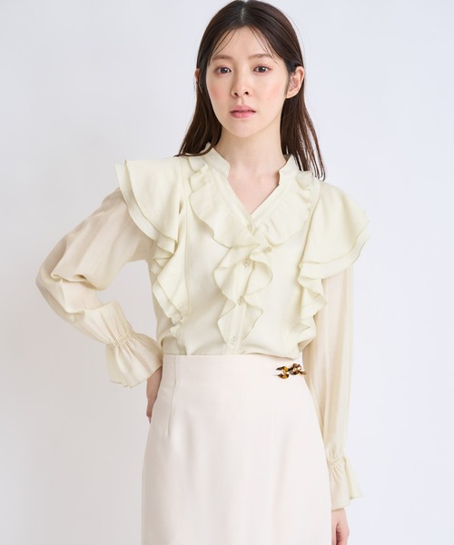 NOELA(ノエラ)の「フリルスキッパーブラウス(シャツ/ブラウス・レディース・ベージュ/オフホワイト/イエロー・フリー)」の3枚目の写真