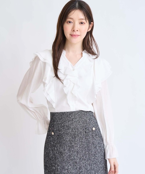 NOELA(ノエラ)の「フリルスキッパーブラウス(シャツ/ブラウス・レディース・ベージュ/オフホワイト/イエロー・フリー)」の6枚目の写真