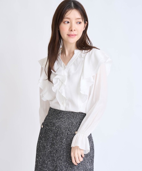 NOELA(ノエラ)の「フリルスキッパーブラウス(シャツ/ブラウス・レディース・ベージュ/オフホワイト/イエロー・フリー)」の7枚目の写真