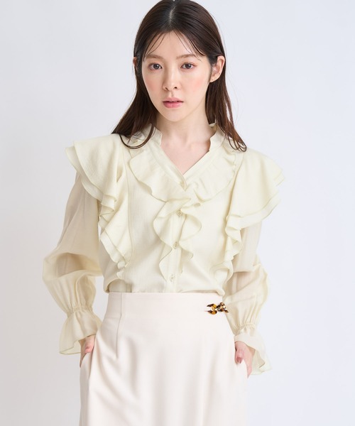 NOELA(ノエラ)の「フリルスキッパーブラウス(シャツ/ブラウス・レディース・ベージュ/オフホワイト/イエロー・フリー)」の14枚目の写真