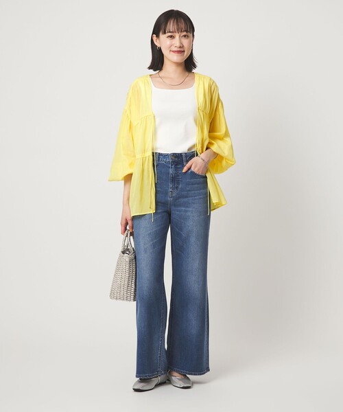 green label relaxing(グリーンレーベルリラクシング)の「全方位映えギャザーブラウス(シャツ/ブラウス・レディース・ブラック/ホワイト/ブラウン/イエロー・FREE)」の8枚目の写真