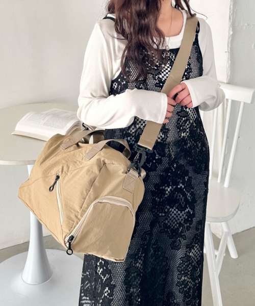 CLEA（クレア）の「【大容量】シューズポケット付きボストンバッグ（ボストンバッグ・レディース・カーキ/ブラック/ベージュ/ピンク・FREE）」の17枚目の写真