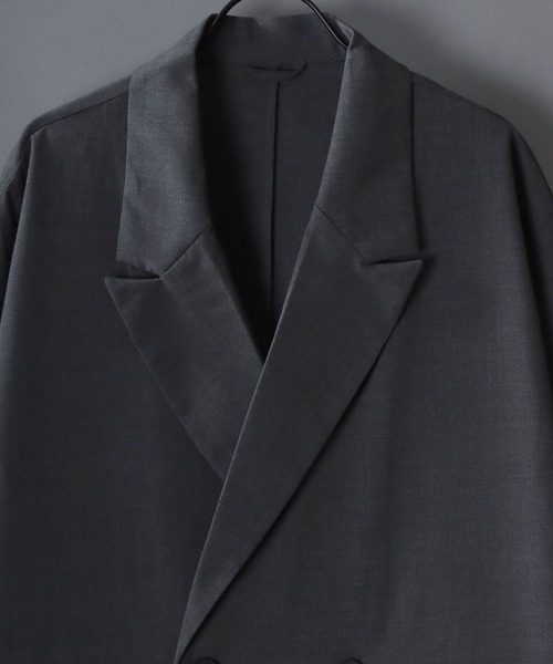 SITRY(シトリー)の「Half Sleeve Double-Breasted Tailored Jacket/オーバーサイズ ドレープ 半袖 ダブルテーラードジャケット セットアップ対応(テーラードジャケット・メンズ・ブラック/チャコール・M/L/LL)」の16枚目の写真