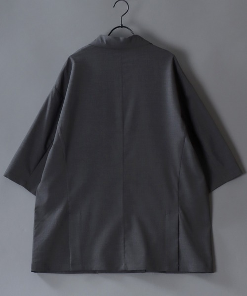 SITRY(シトリー)の「Half Sleeve Double-Breasted Tailored Jacket/オーバーサイズ ドレープ 半袖 ダブルテーラードジャケット セットアップ対応(テーラードジャケット・メンズ・ブラック/チャコール・M/L/LL)」の15枚目の写真