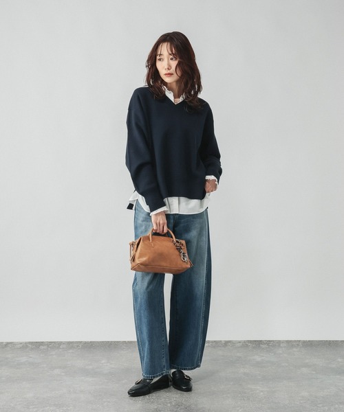 GLOBAL WORK（グローバルワーク）の「365日マイスタイルフリルブラウス/601193（シャツ/ブラウス・レディース・ブルー系その他/サックスブルー/アイボリー・LARGE/MEDIUM/SMALL）」の4枚目の写真