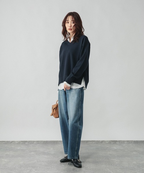 GLOBAL WORK（グローバルワーク）の「365日マイスタイルフリルブラウス/601193（シャツ/ブラウス・レディース・ブルー系その他/サックスブルー/アイボリー・LARGE/MEDIUM/SMALL）」の5枚目の写真