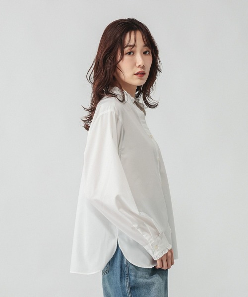 GLOBAL WORK（グローバルワーク）の「365日マイスタイルフリルブラウス/601193（シャツ/ブラウス・レディース・ブルー系その他/サックスブルー/アイボリー・LARGE/MEDIUM/SMALL）」の7枚目の写真