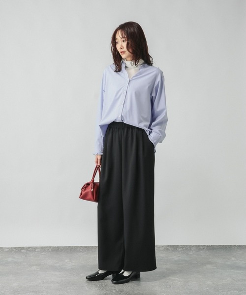 GLOBAL WORK（グローバルワーク）の「365日マイスタイルフリルブラウス/601193（シャツ/ブラウス・レディース・ブルー系その他/サックスブルー/アイボリー・LARGE/MEDIUM/SMALL）」の8枚目の写真