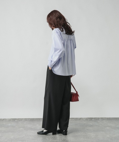 GLOBAL WORK（グローバルワーク）の「365日マイスタイルフリルブラウス/601193（シャツ/ブラウス・レディース・ブルー系その他/サックスブルー/アイボリー・LARGE/MEDIUM/SMALL）」の10枚目の写真