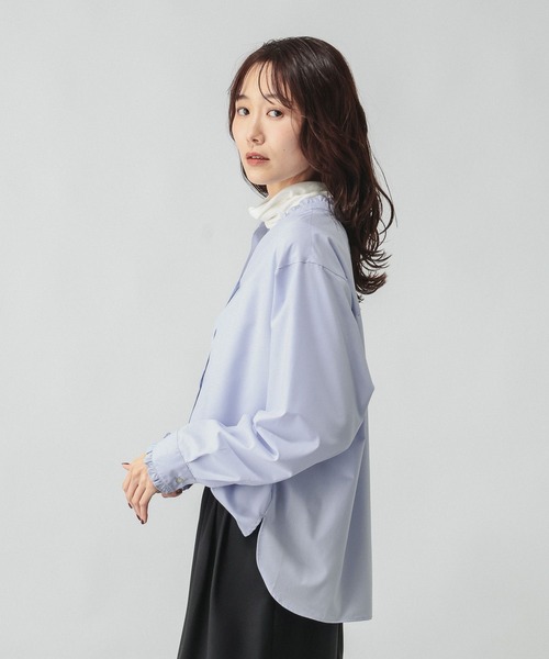 GLOBAL WORK（グローバルワーク）の「365日マイスタイルフリルブラウス/601193（シャツ/ブラウス・レディース・ブルー系その他/サックスブルー/アイボリー・LARGE/MEDIUM/SMALL）」の12枚目の写真