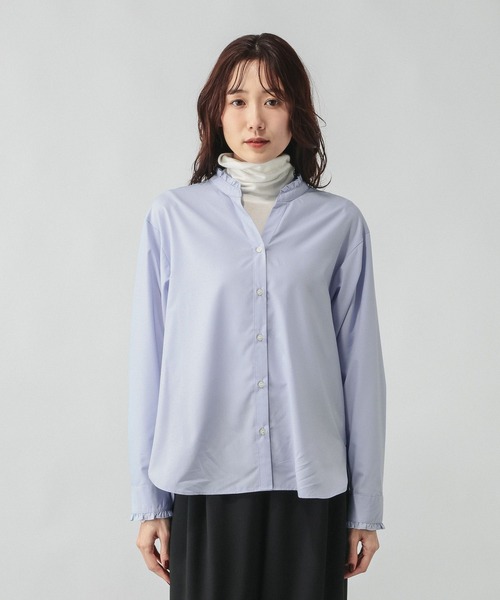 GLOBAL WORK（グローバルワーク）の「365日マイスタイルフリルブラウス/601193（シャツ/ブラウス・レディース・ブルー系その他/サックスブルー/アイボリー・LARGE/MEDIUM/SMALL）」の18枚目の写真