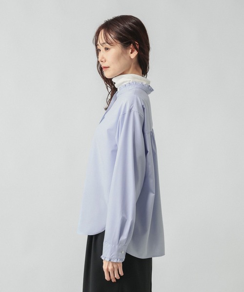 GLOBAL WORK（グローバルワーク）の「365日マイスタイルフリルブラウス/601193（シャツ/ブラウス・レディース・ブルー系その他/サックスブルー/アイボリー・LARGE/MEDIUM/SMALL）」の19枚目の写真
