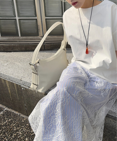 DRAW（ドロー）の「DRAW(ドロー) / ワンハンドル ショルダーバッグ Belted Hand bag（ショルダーバッグ・レディース・クリーム/ベージュ/ネイビー・FREE）」の4枚目の写真