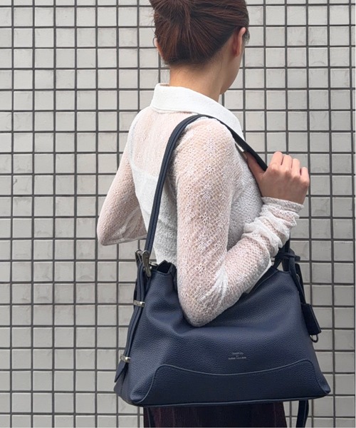 DRAW（ドロー）の「DRAW(ドロー) / ワンハンドル ショルダーバッグ Belted Hand bag（ショルダーバッグ・レディース・クリーム/ベージュ/ネイビー・FREE）」の16枚目の写真