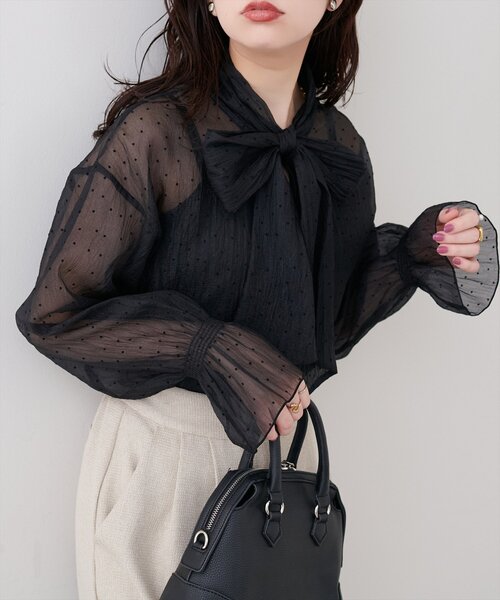 natural couture(ナチュラルクチュール)の「シアーボウタイブラウス(シャツ/ブラウス・レディース・その他4/その他3/その他2/その他1・FREE)」の1枚目の写真