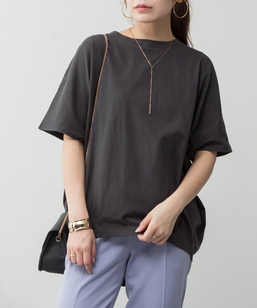 aity(アイティ)の「M-5L コットンコクーンTシャツ 夏服(Tシャツ/カットソー・レディース・ブラック/オフホワイト/チャコールグレー/ミント/グレイッシュベージュ・4L~5L/LL~3L/M~L)」の1枚目の写真
