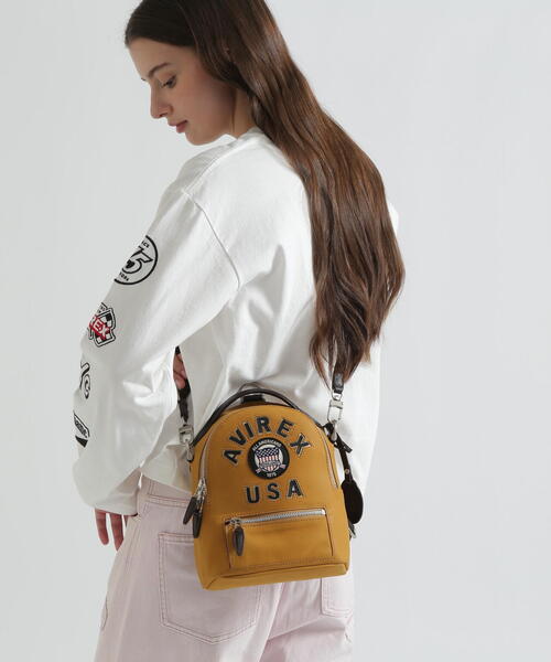 AVIREX(アヴィレックス)の「《直営店限定》LX VARSITY LEATHER MINI BACK PACK(バックパック/リュック・レディース・マスタード・F)」の12枚目の写真