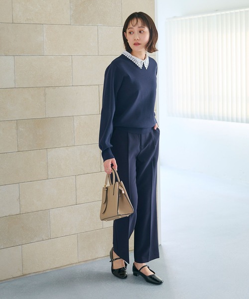 CROSS FUNCTION（クロスファンクション）の「《洗える》サマ美え レース襟ニットプルオーバー【CROSS FUNCTION/クロスファンクション】（ニット/セーター・レディース・ネイビー/ブラック・LL/L/M）」の10枚目の写真