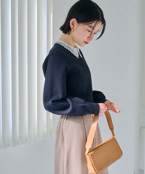 CROSS FUNCTION（クロスファンクション）の「《洗える》サマ美え レース襟ニットプルオーバー【CROSS FUNCTION/クロスファンクション】（ニット/セーター・レディース・ネイビー/ブラック・LL/L/M）」の17枚目の写真
