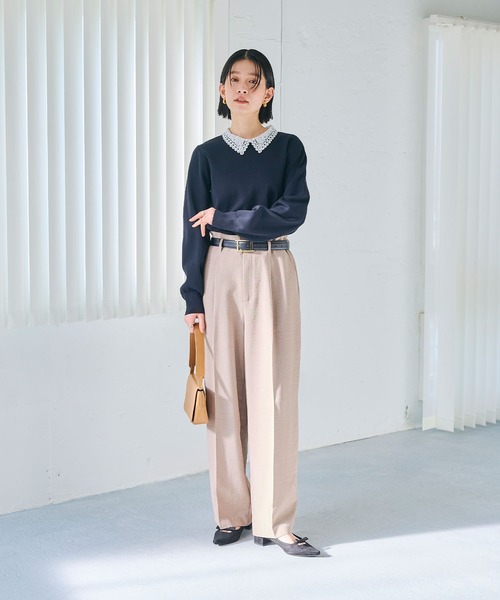 CROSS FUNCTION（クロスファンクション）の「《洗える》サマ美え レース襟ニットプルオーバー【CROSS FUNCTION/クロスファンクション】（ニット/セーター・レディース・ネイビー/ブラック・LL/L/M）」の18枚目の写真