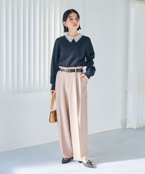 CROSS FUNCTION（クロスファンクション）の「《洗える》サマ美え レース襟ニットプルオーバー【CROSS FUNCTION/クロスファンクション】（ニット/セーター・レディース・ネイビー/ブラック・LL/L/M）」の19枚目の写真