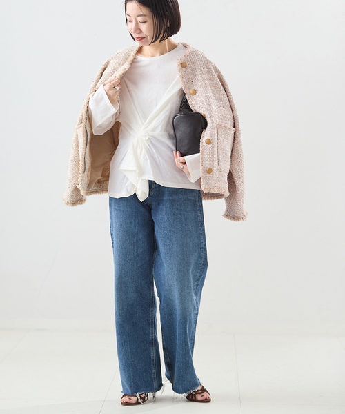 journal standard L'essage(ジャーナルスタンダードレサージュ)の「【金子綾さん着用】ツイストプルオーバー(Tシャツ/カットソー・レディース・ブラック/ブラウン/ホワイト・FREE)」の9枚目の写真