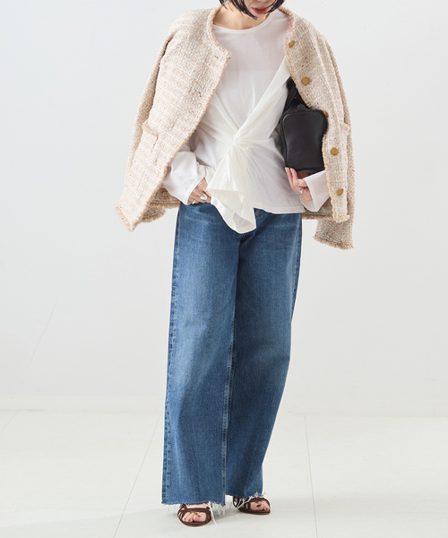 journal standard L'essage(ジャーナルスタンダードレサージュ)の「【金子綾さん着用】ツイストプルオーバー(Tシャツ/カットソー・レディース・ブラック/ブラウン/ホワイト・FREE)」の10枚目の写真