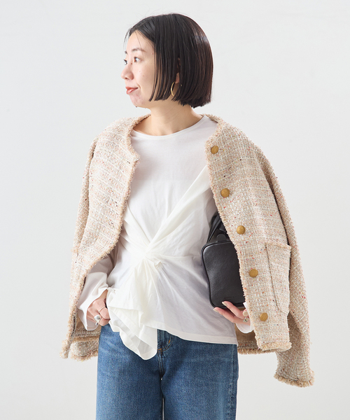 journal standard L'essage(ジャーナルスタンダードレサージュ)の「【金子綾さん着用】ツイストプルオーバー(Tシャツ/カットソー・レディース・ブラック/ブラウン/ホワイト・FREE)」の12枚目の写真