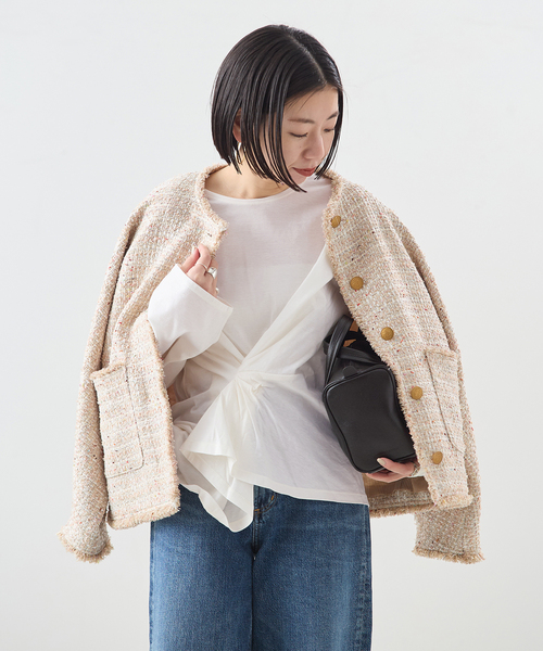 journal standard L'essage(ジャーナルスタンダードレサージュ)の「【金子綾さん着用】ツイストプルオーバー(Tシャツ/カットソー・レディース・ブラック/ブラウン/ホワイト・FREE)」の13枚目の写真