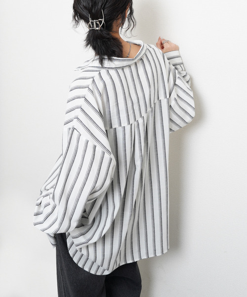 Chillfar(チルファー)の「ダブルストライプオーバーシャツ(シャツ/ブラウス・レディース・ベージュ/オフホワイト/ブラック・FREE)」の21枚目の写真