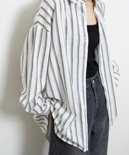 Chillfar(チルファー)の「ダブルストライプオーバーシャツ(シャツ/ブラウス・レディース・ベージュ/オフホワイト/ブラック・FREE)」の22枚目の写真