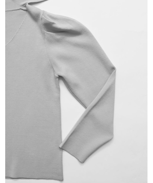 MEISM（ミズム）の「[2026S/S PRE ORDER][MEISM by Re:EDIT]スウェットライクボウタイVネックニット（ニット/セーター・レディース・ホワイト/グレー/ブラック・MEDIUM/LARGE）」の16枚目の写真