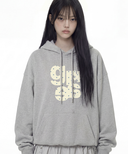 GRAVER（グレーバー）の「[ユニセックス]GRAE-S DOTフードパーカー_7カラー（パーカー・レディース・クリーム/ホワイト/チャコールグレー/ネイビー/ブラック/ブラウン/スカイブルー・MEDIUM/SMALL/LARGE）」の8枚目の写真