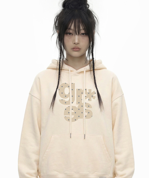 GRAVER（グレーバー）の「[ユニセックス]GRAE-S DOTフードパーカー_7カラー（パーカー・レディース・クリーム/ホワイト/チャコールグレー/ネイビー/ブラック/ブラウン/スカイブルー・MEDIUM/SMALL/LARGE）」の10枚目の写真