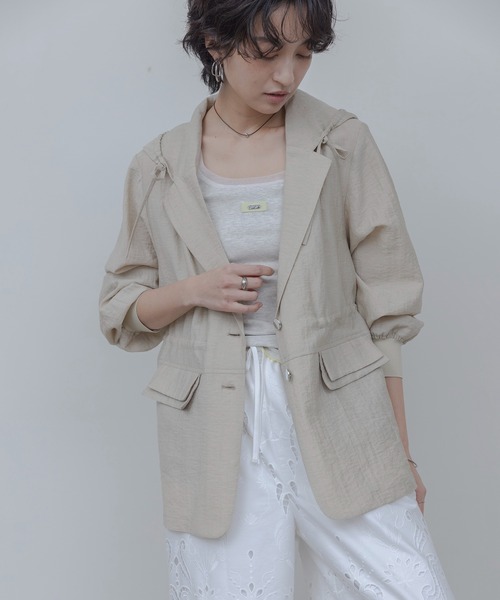 Eimee Law（エイミーロウ）の「フーディー テーラードジャケット（テーラードジャケット・レディース・ライトブラウン/ベージュ/ブラック・FREE）」の11枚目の写真