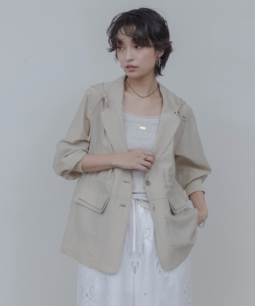 Eimee Law（エイミーロウ）の「フーディー テーラードジャケット（テーラードジャケット・レディース・ライトブラウン/ベージュ/ブラック・FREE）」の12枚目の写真