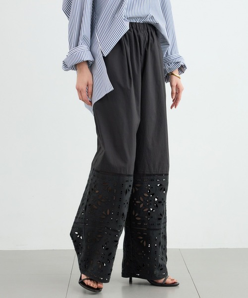 BARNYARDSTORM(バンヤードストーム)の「BARNYARDSTORM / エンブロイダリーパンツ / ハンドウォッシャブル<セットアップ対応>(その他パンツ・レディース・ブラック/ホワイト・S/M)」の10枚目の写真