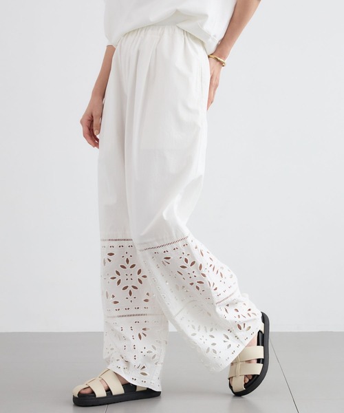 BARNYARDSTORM(バンヤードストーム)の「BARNYARDSTORM / エンブロイダリーパンツ / ハンドウォッシャブル<セットアップ対応>(その他パンツ・レディース・ブラック/ホワイト・S/M)」の3枚目の写真